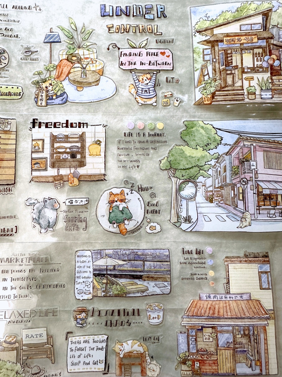 Xingxing Studio - A Home in the Alley kiss-cut PET tape (8 cm x 166 cm) SAMPLES