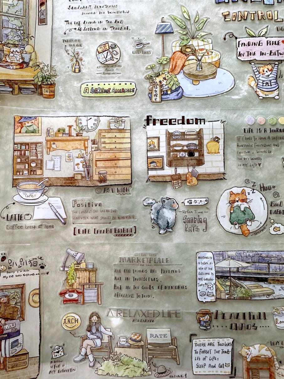 Xingxing Studio - A Home in the Alley kiss-cut PET tape (8 cm x 166 cm) SAMPLES