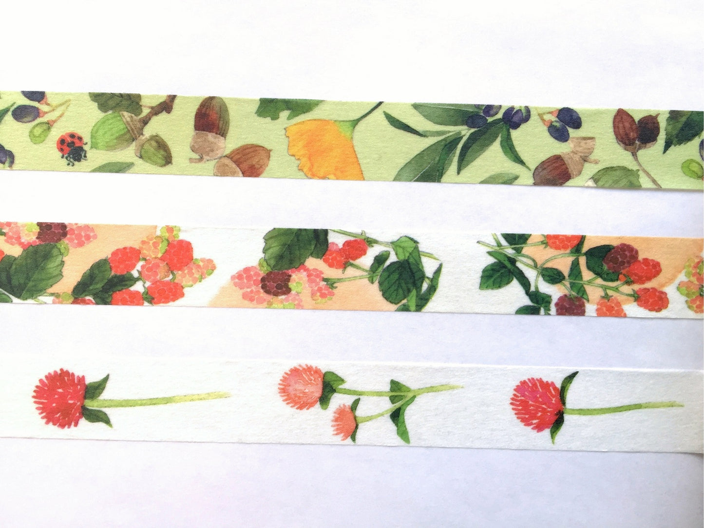 Yumi Imai - Acorn, Mulberry, and Clover botanical washi tape SAMPLES