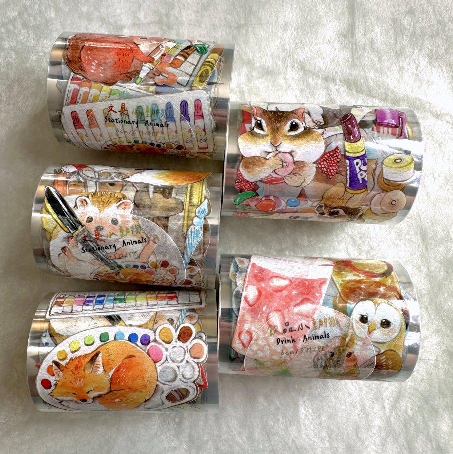 YStudio - Stationery Animals PET tape (6 cm x 144 cm) SAMPLES