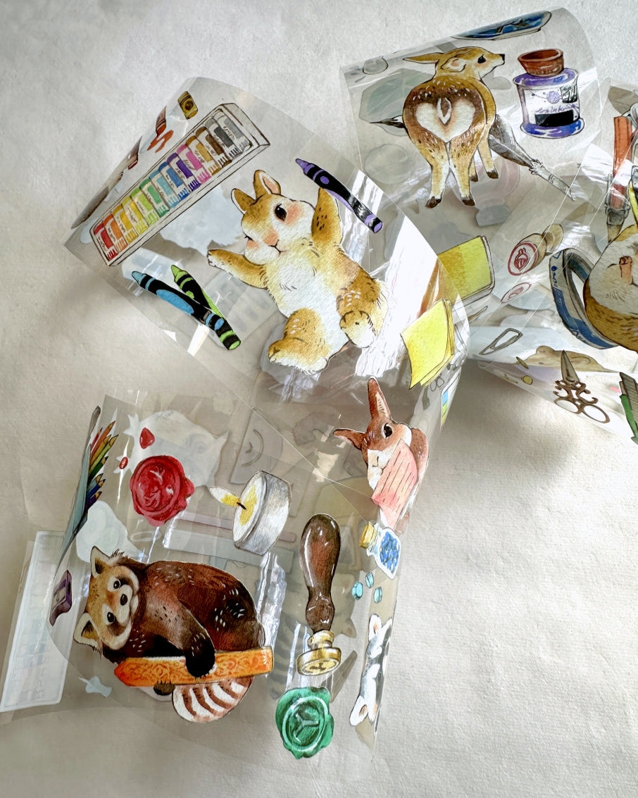 YStudio - Stationery Animals PET tape (6 cm x 144 cm) SAMPLES