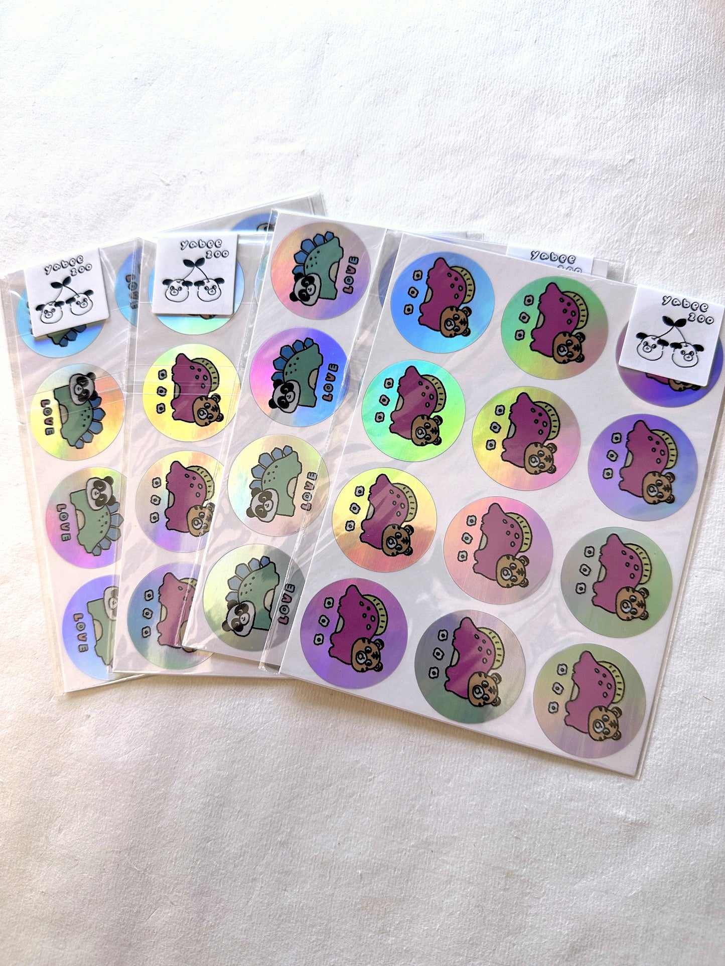 Yabee Zoo - Tiger & Panda Dinosaurs laser sticker seals
