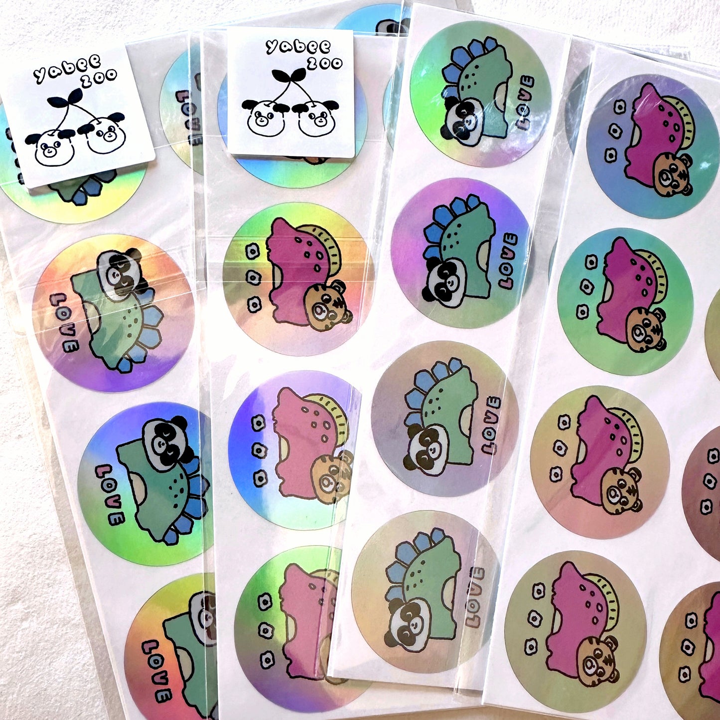 Yabee Zoo - Tiger & Panda Dinosaurs laser sticker seals