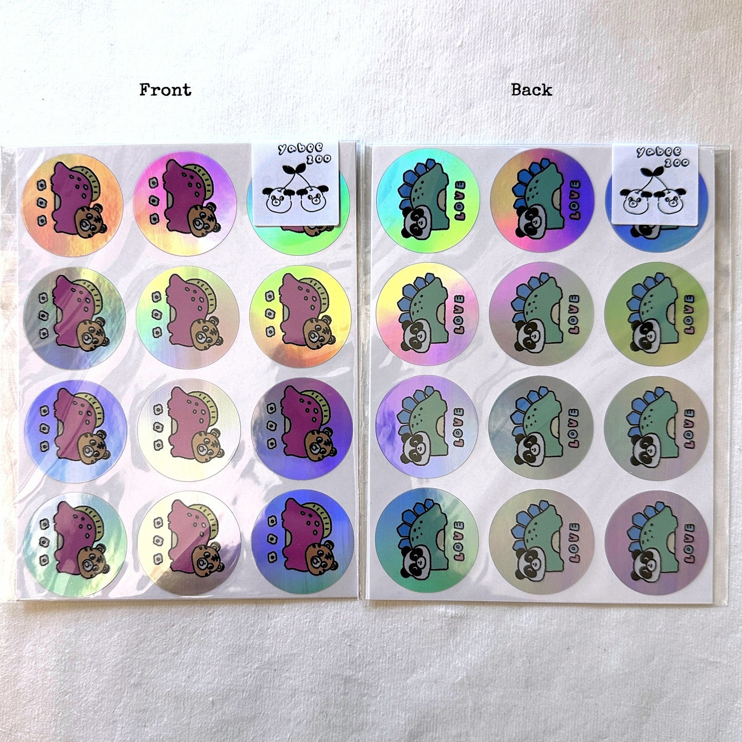 Yabee Zoo - Tiger & Panda Dinosaurs laser sticker seals