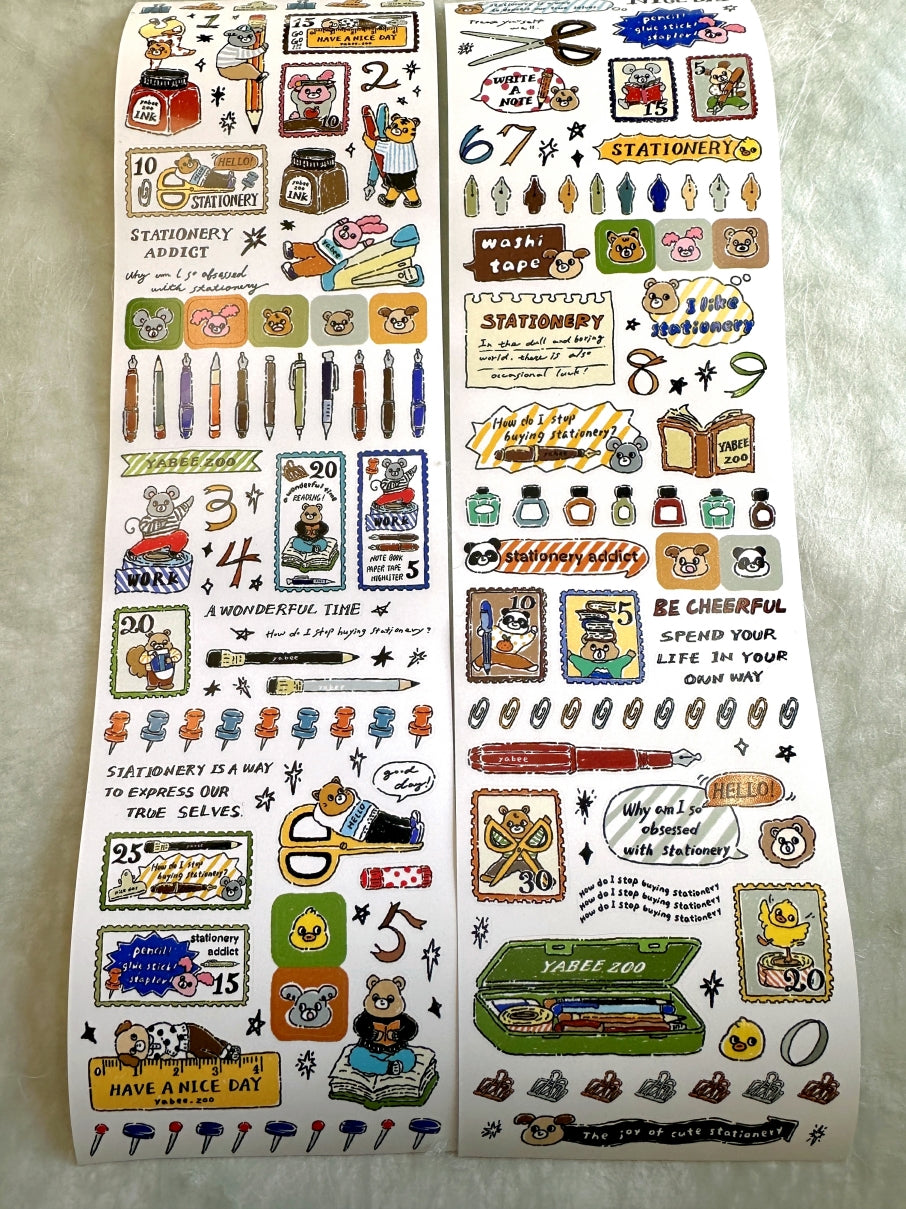 Yabee Zoo - Stationery Addict sticker tape SAMPLES/ROLLS