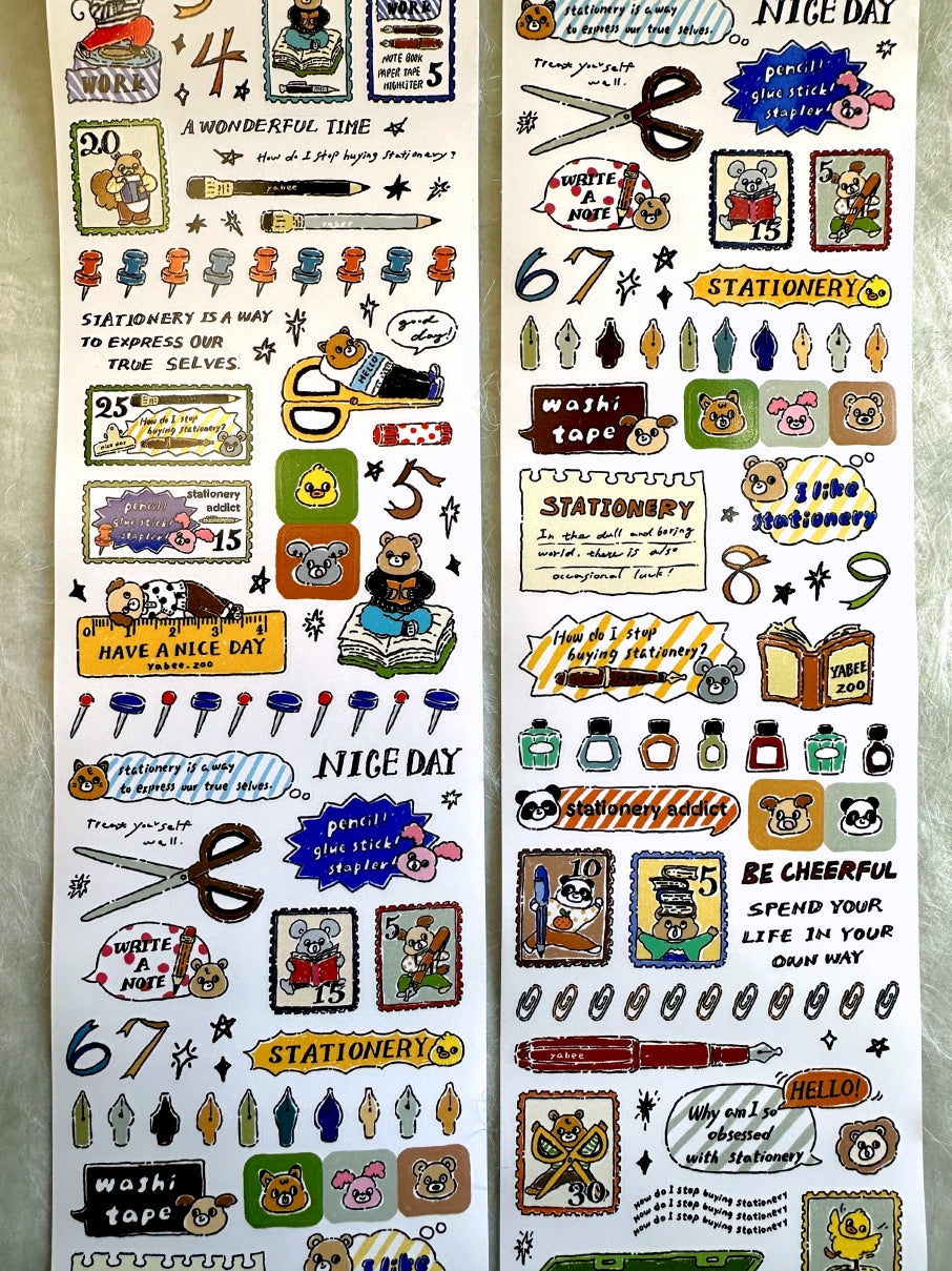 Yabee Zoo - Stationery Addict sticker tape SAMPLES/ROLLS