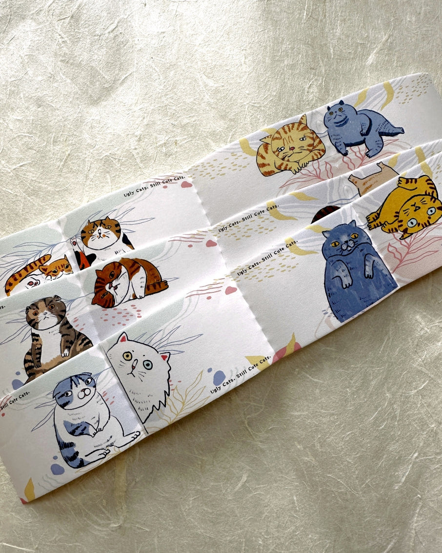 Yarnball - Ugly Cats, Still Cute Cats writable perforated memo tape SAMPLES