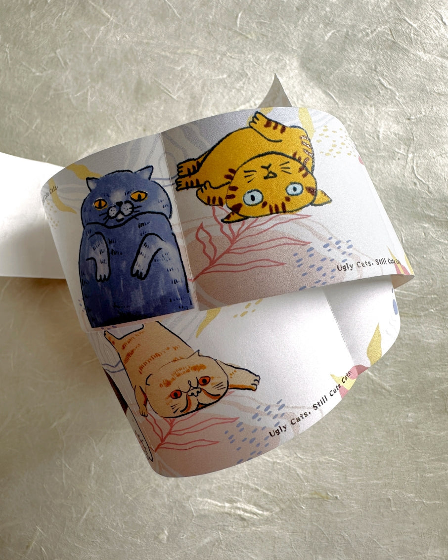 Yarnball - Ugly Cats, Still Cute Cats writable perforated memo tape SAMPLES