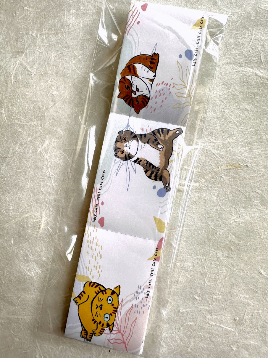 Yarnball - Ugly Cats, Still Cute Cats writable perforated memo tape SAMPLES