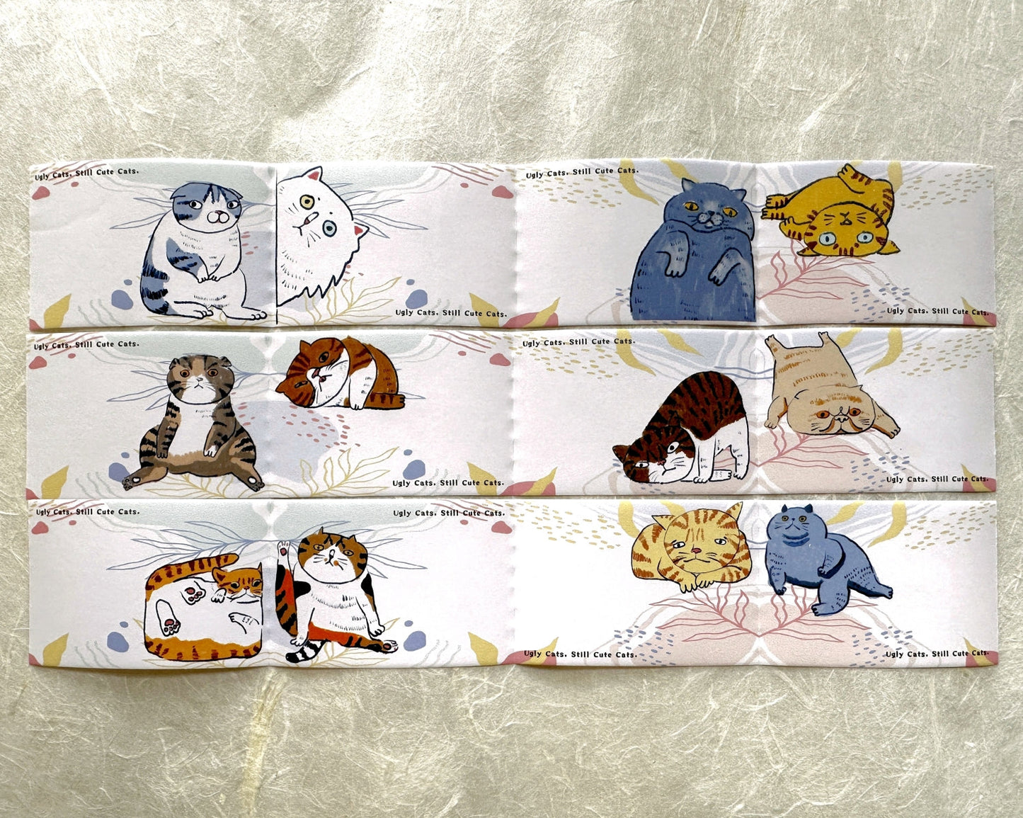 Yarnball - Ugly Cats, Still Cute Cats writable perforated memo tape SAMPLES