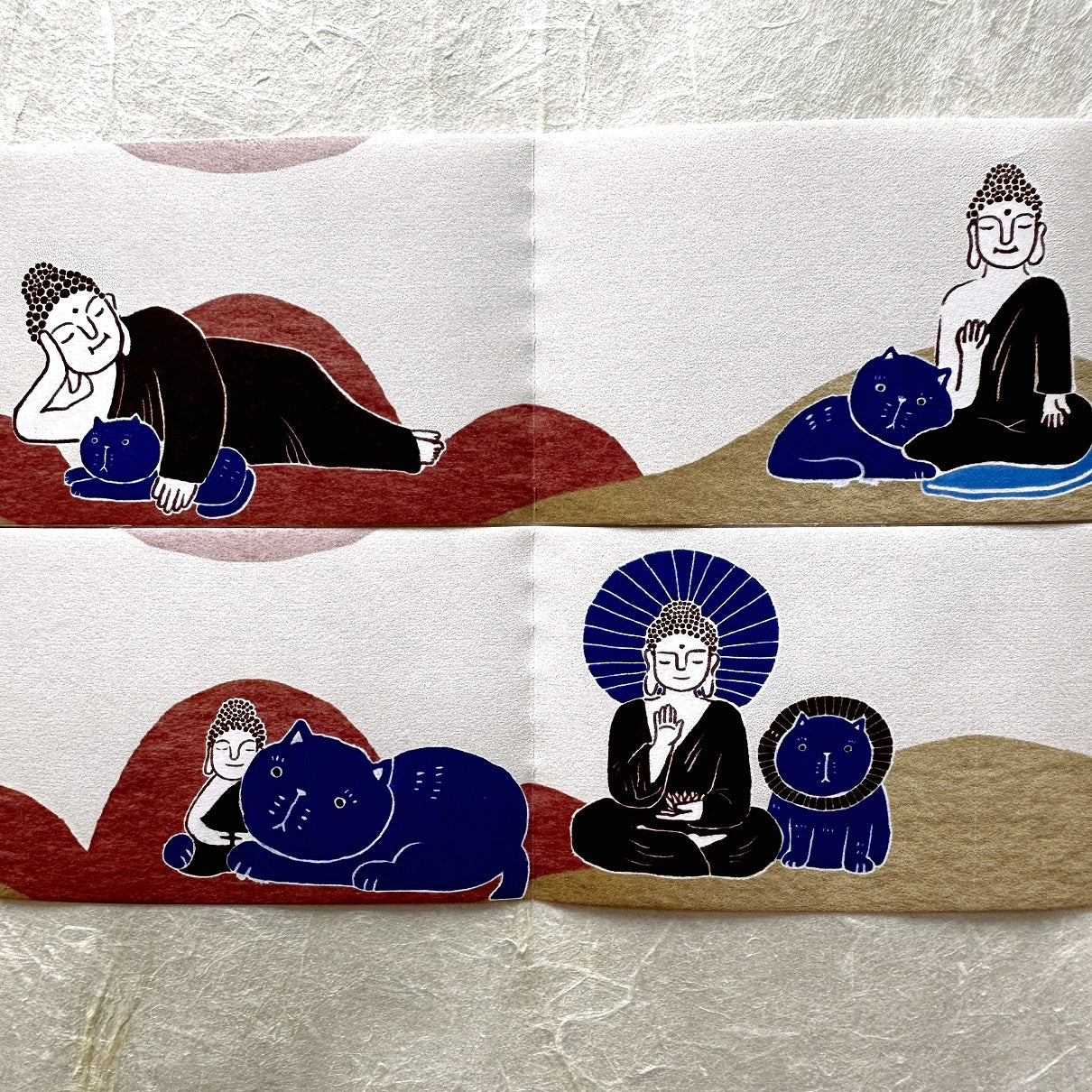 Yarnball - Cat & Buddha writable perforated memo paper tape SAMPLES