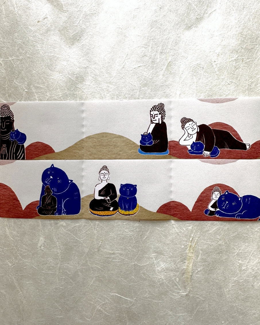 Yarnball - Cat & Buddha writable perforated memo paper tape SAMPLES