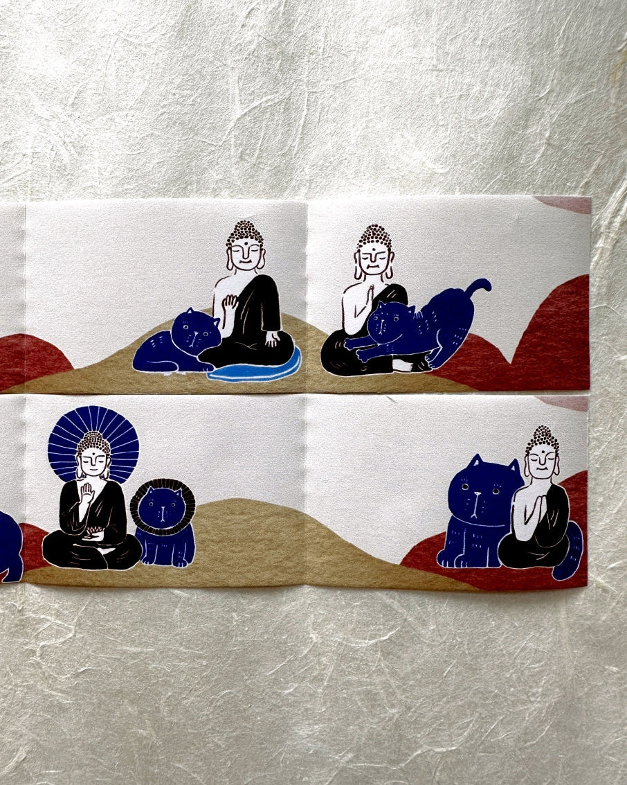 Yarnball - Cat & Buddha writable perforated memo paper tape SAMPLES