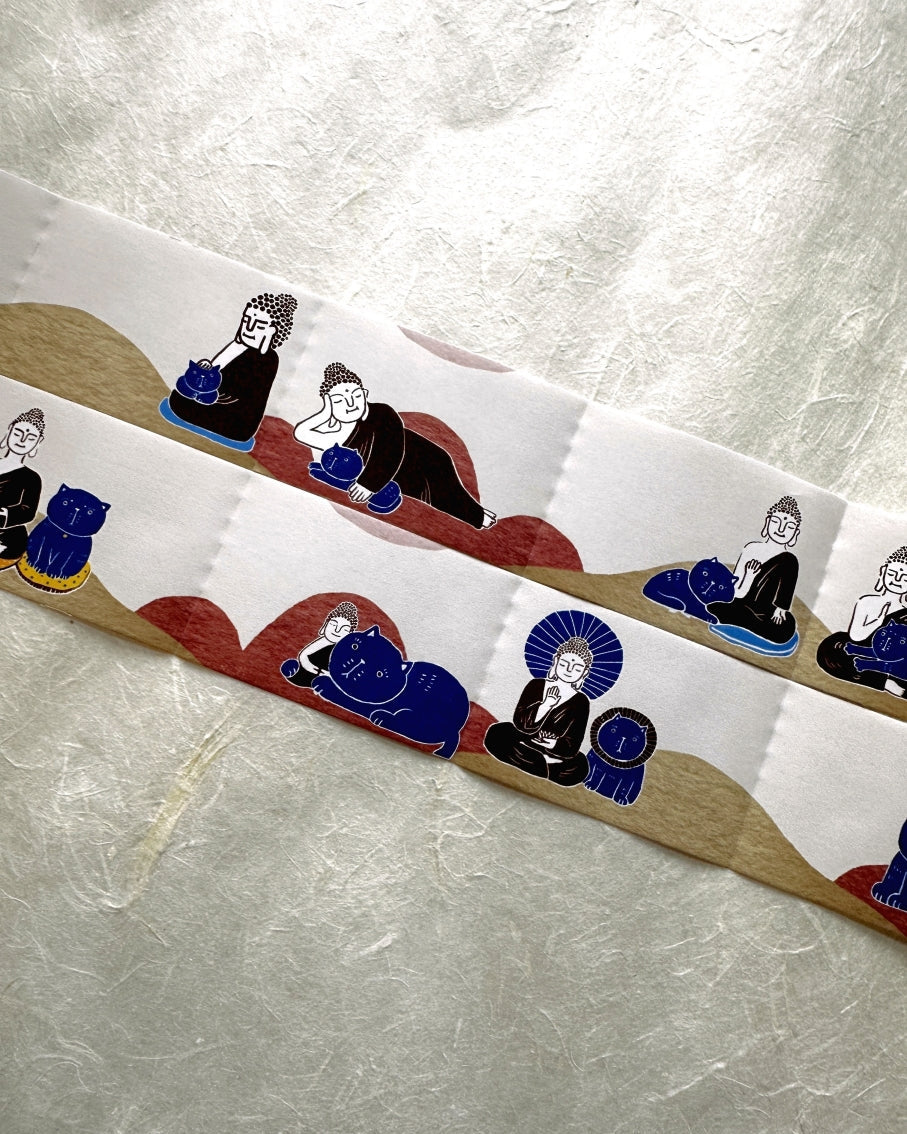 Yarnball - Cat & Buddha writable perforated memo paper tape SAMPLES