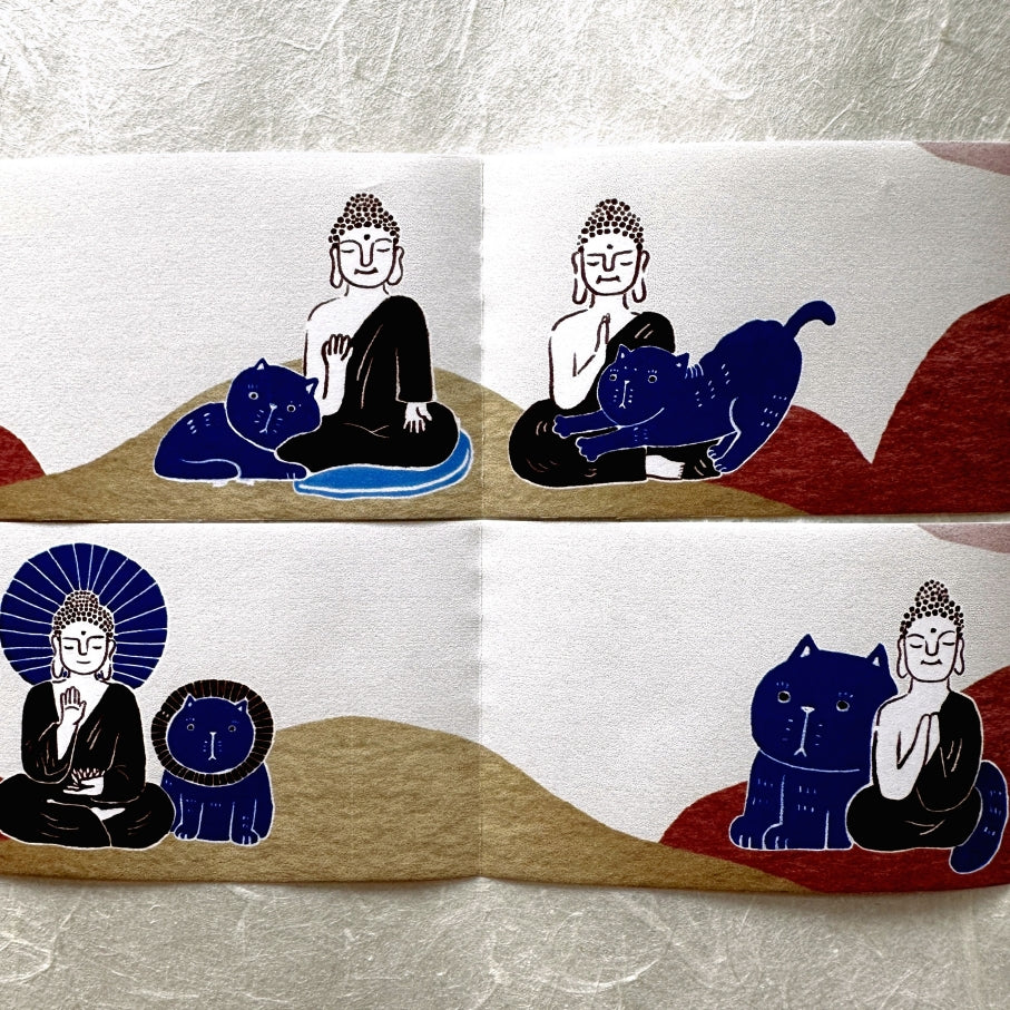 Yarnball - Cat & Buddha writable perforated memo paper tape SAMPLES