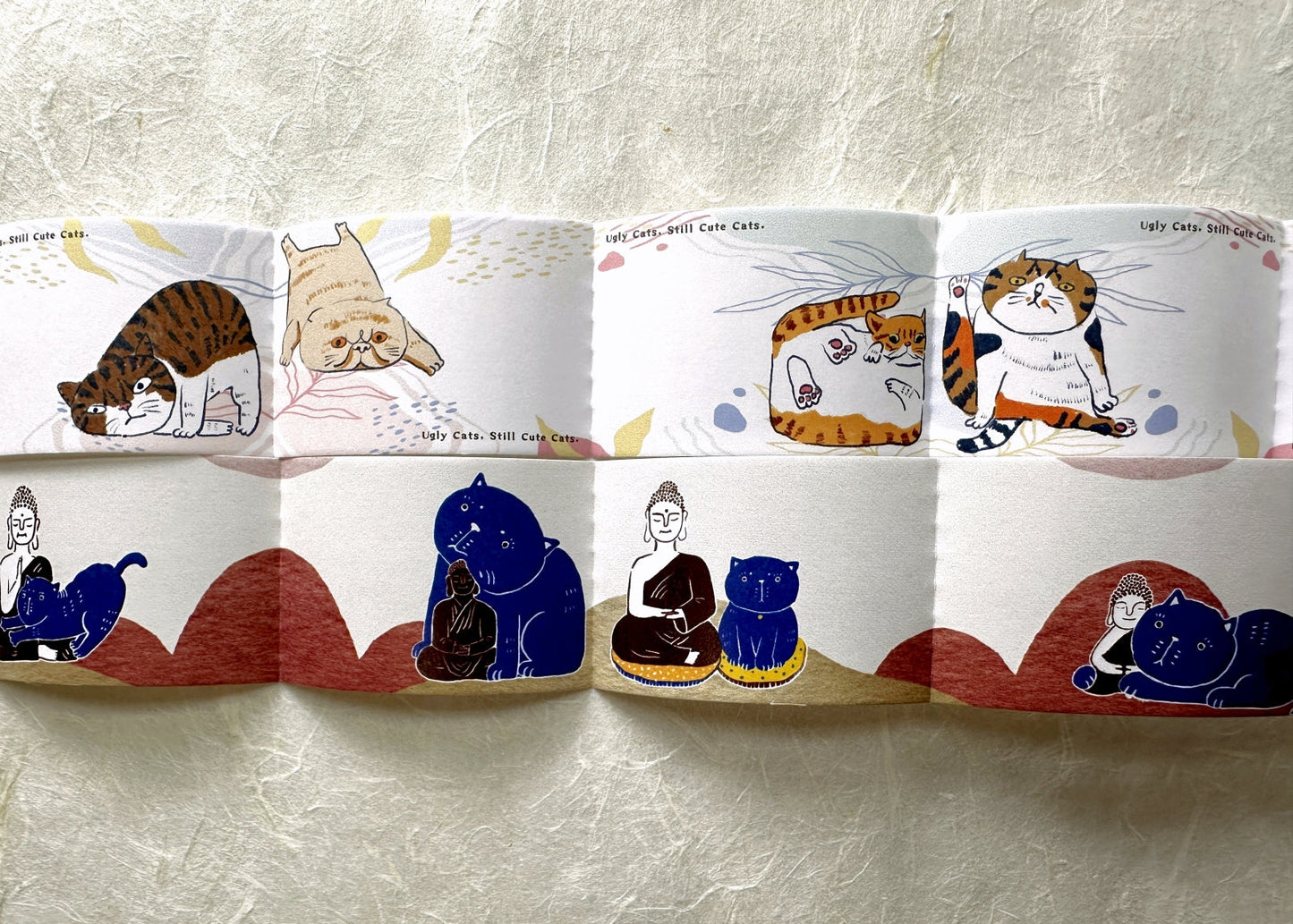 Yarnball - Cat & Buddha writable perforated memo paper tape SAMPLES