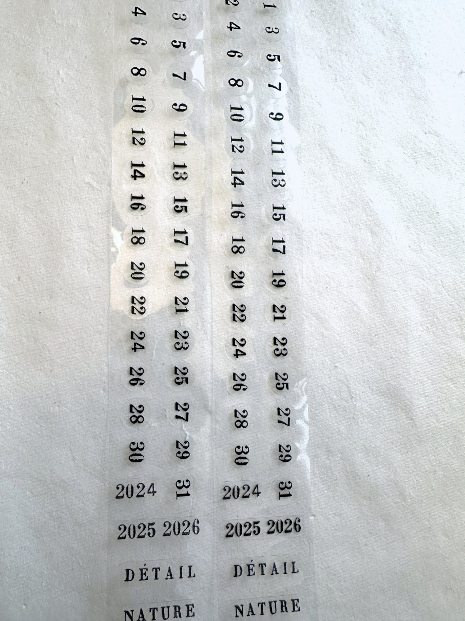 Yohaku - P-010 Calendar clear sticker roll (2 loops) SAMPLES