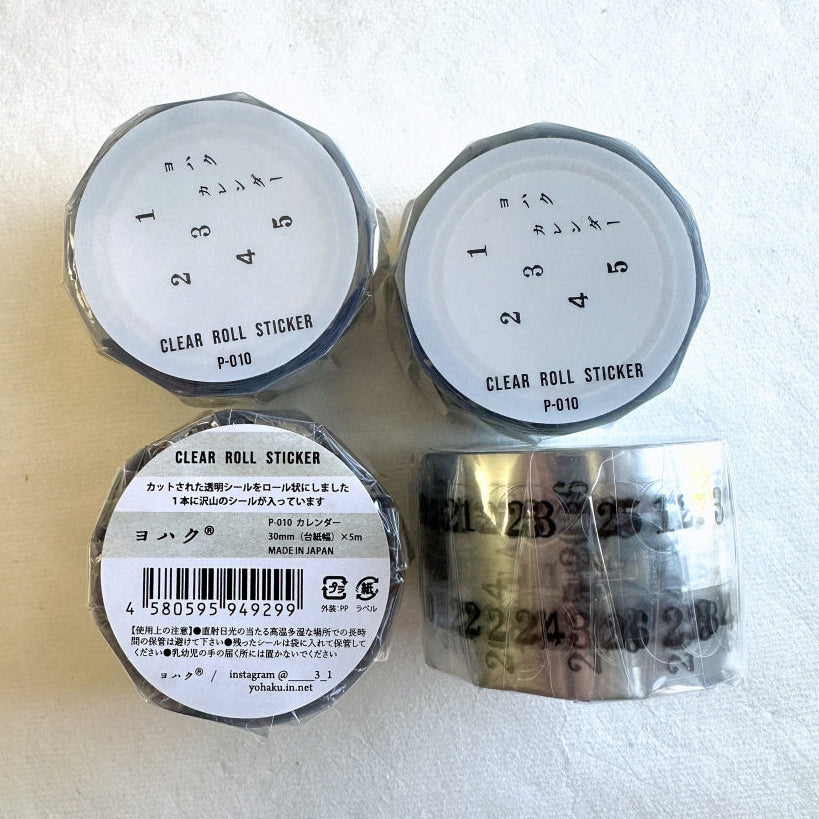 Yohaku - P-010 Calendar clear sticker roll (2 loops) SAMPLES