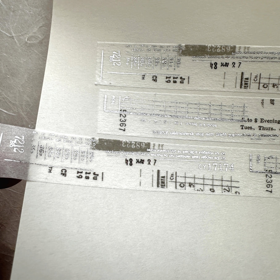 Yohaku - Letters and Numbers silver foil washi tape SAMPLES