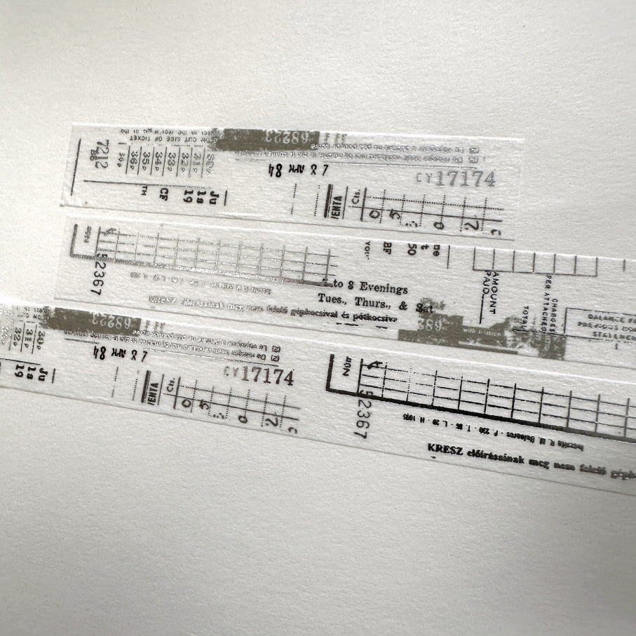 Yohaku - Letters and Numbers silver foil washi tape SAMPLES