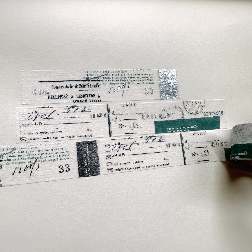 Yohaku - White Birch Forest silver foil washi tape SAMPLES