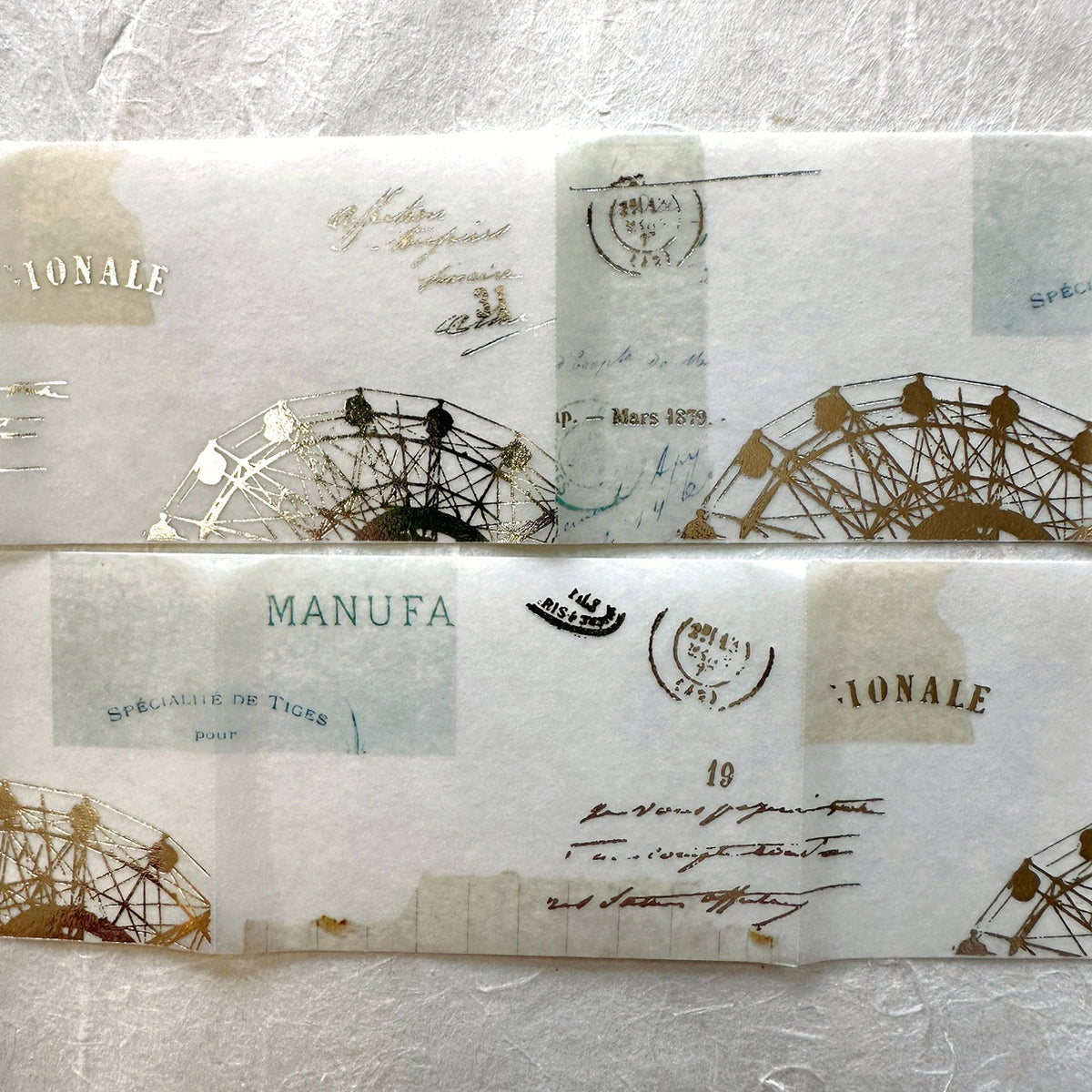 Yohaku - RF-001 Nostalgia silver foil perforated tracing paper sticky notes SAMPLES