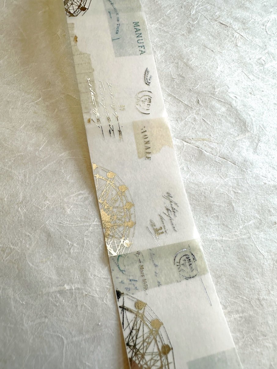 Yohaku - RF-001 Nostalgia silver foil perforated tracing paper sticky notes SAMPLES