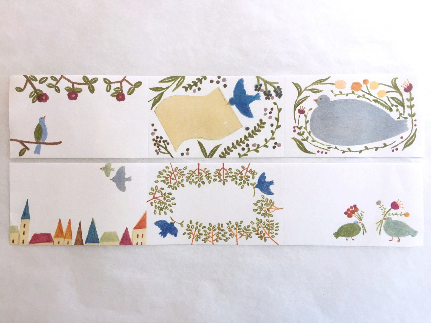 Yoshie Kakimoto - Birds & Flowers writable sticky memo roll SAMPLES