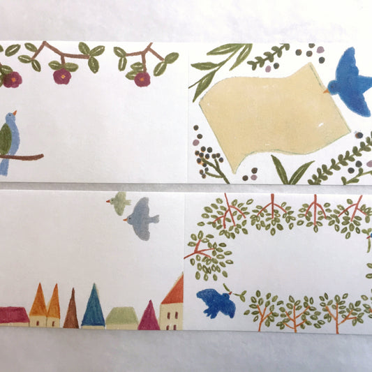 Yoshie Kakimoto - Birds & Flowers writable sticky memo roll SAMPLES