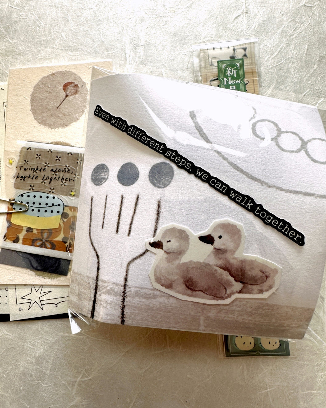 Yusworld - Woven Whispers kiss-cut glitter tape SAMPLES (healing phrases for journaling)