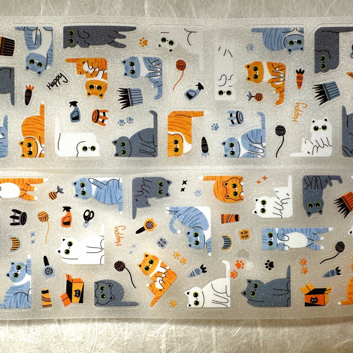 Yuxian - Meow Meow Toffee Box kiss-cut glitter PET tapes SAMPLES