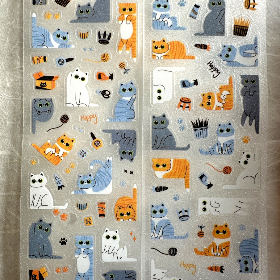 Yuxian - Meow Meow Toffee Box kiss-cut glitter PET tapes SAMPLES