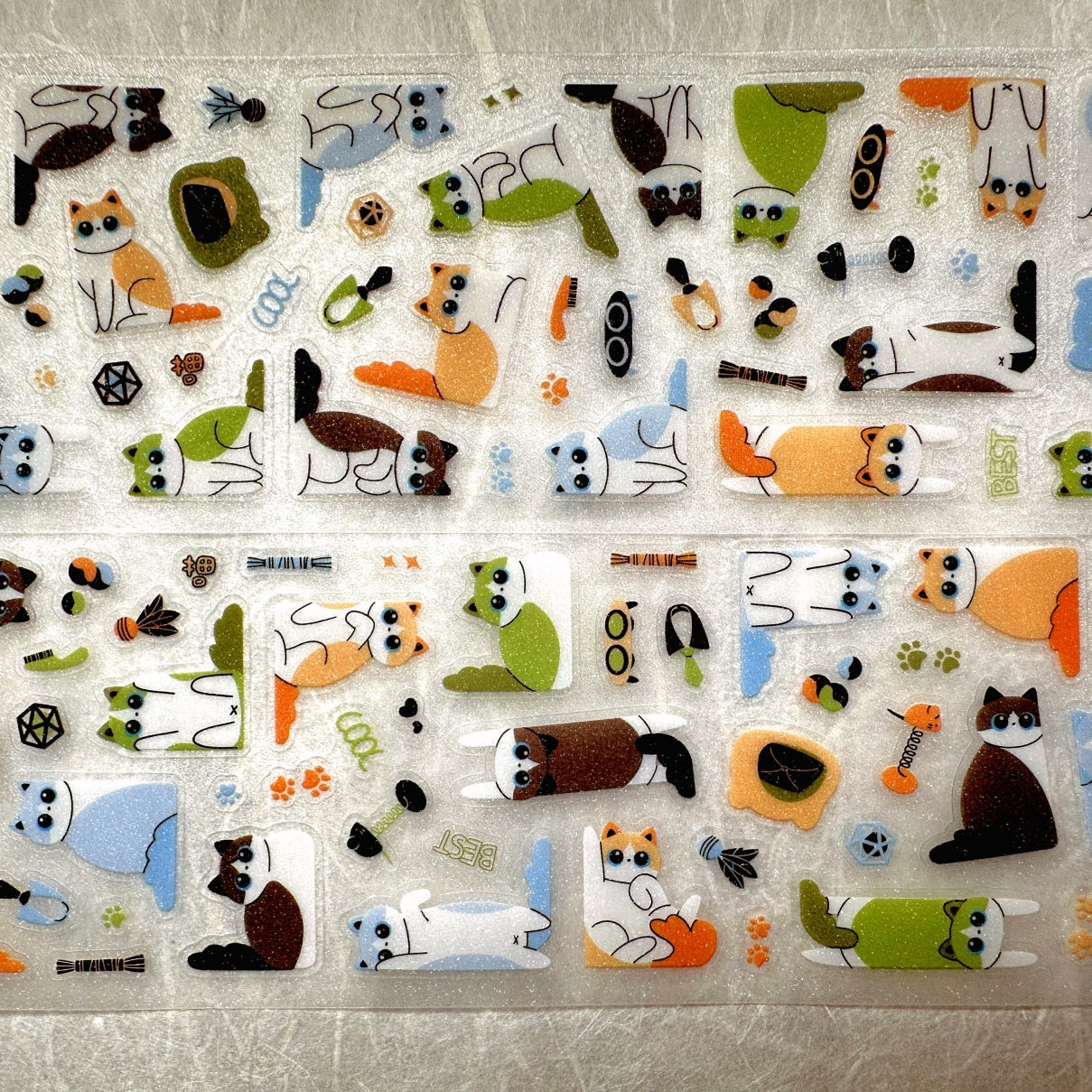 Yuxian - Meow Meow Toffee Box kiss-cut glitter PET tapes SAMPLES