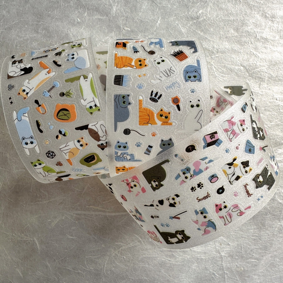 Yuxian - Meow Meow Toffee Box kiss-cut glitter PET tapes SAMPLES