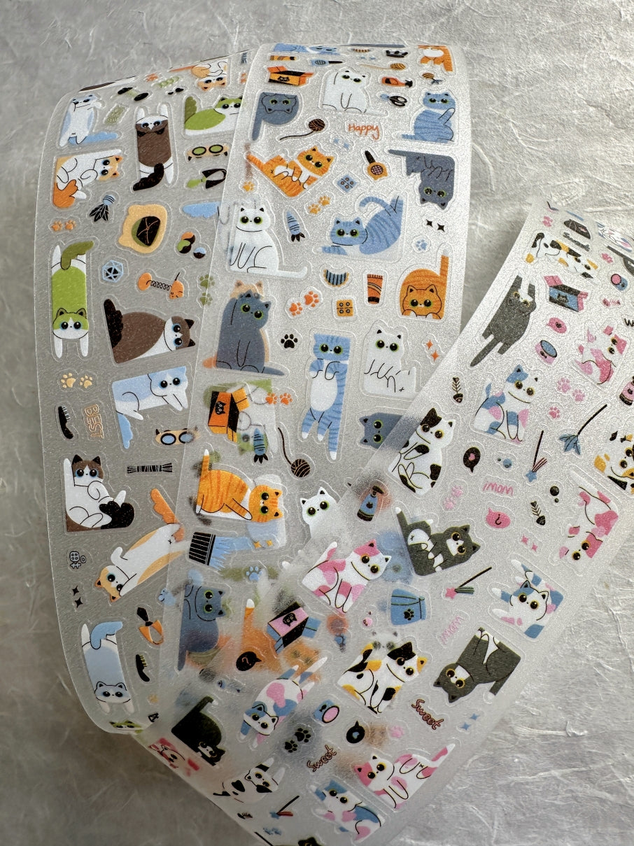 Yuxian - Meow Meow Toffee Box kiss-cut glitter PET tapes SAMPLES