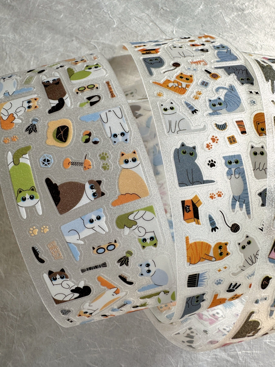 Yuxian - Meow Meow Toffee Box kiss-cut glitter PET tapes SAMPLES