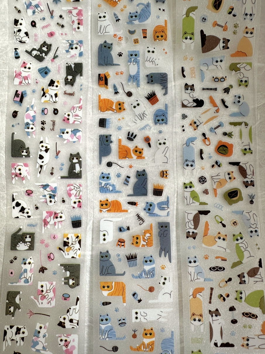 Yuxian - Meow Meow Toffee Box kiss-cut glitter PET tapes SAMPLES