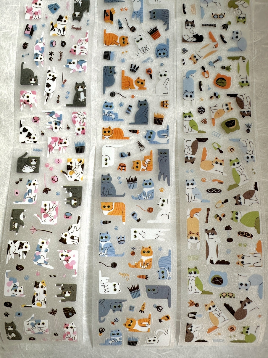 Yuxian - Meow Meow Toffee Box kiss-cut glitter PET tapes SAMPLES