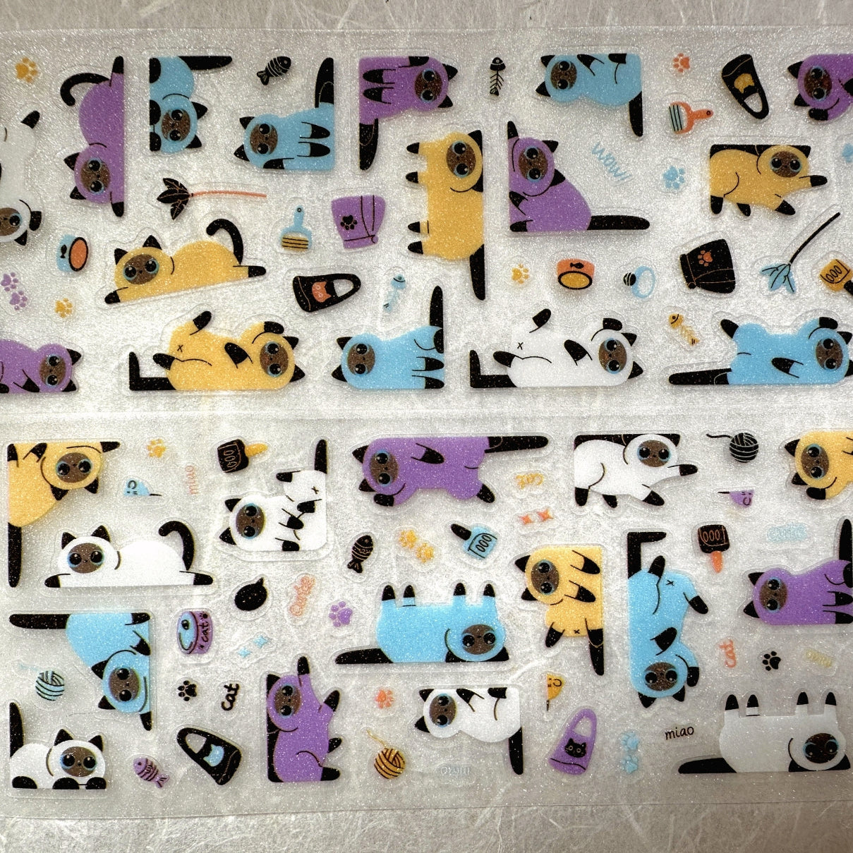 Yuxian - Meow Meow Toffee Box kiss-cut glitter PET tapes SAMPLES