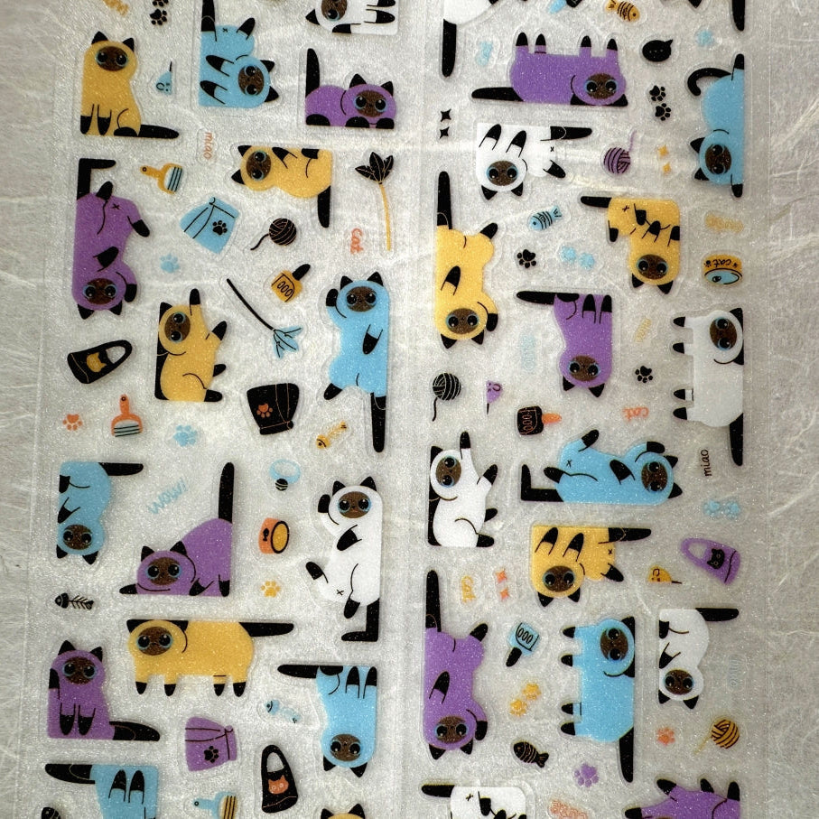 Yuxian - Meow Meow Toffee Box kiss-cut glitter PET tapes SAMPLES