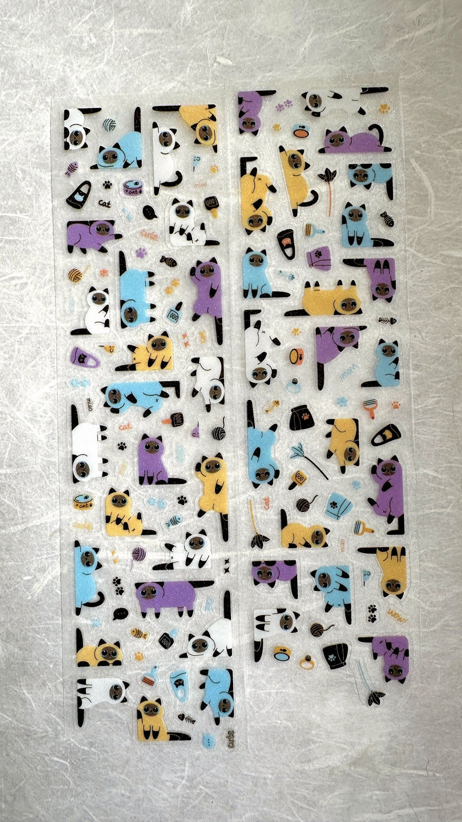 Yuxian - Meow Meow Toffee Box kiss-cut glitter PET tapes SAMPLES