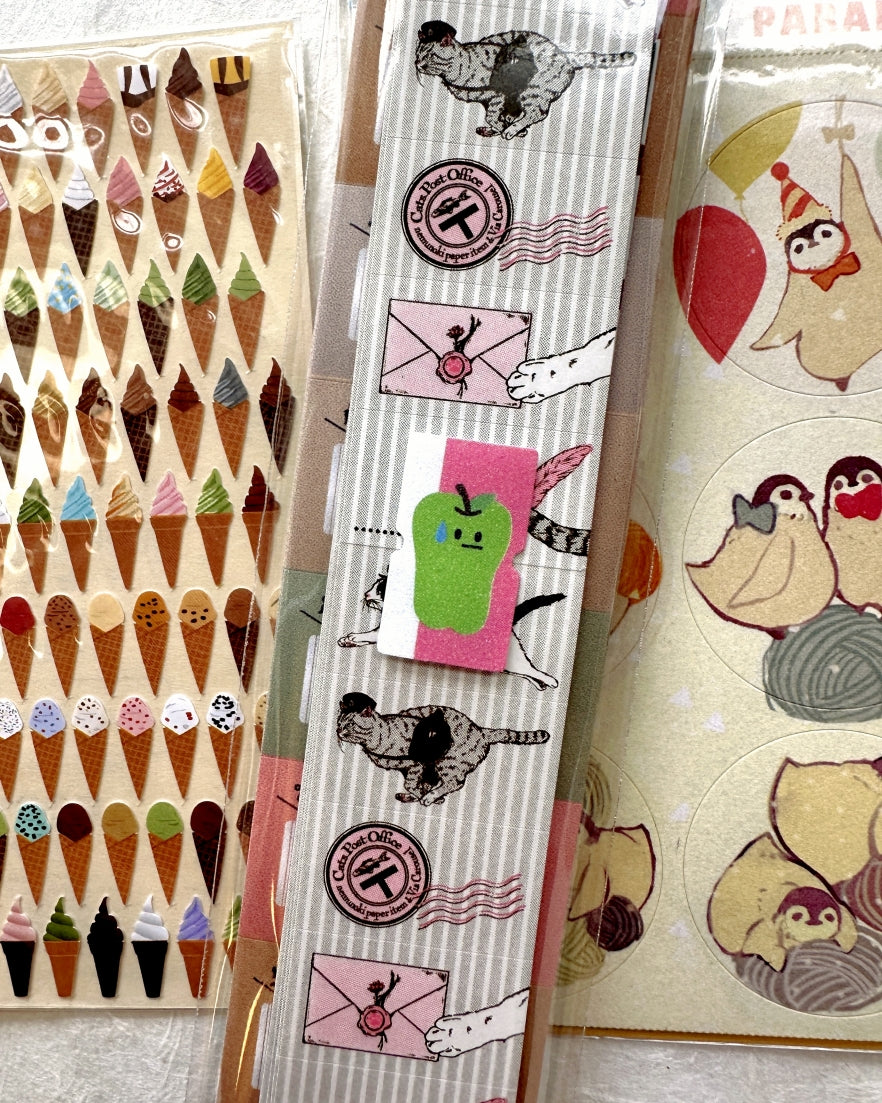 Nemunoki x Via Carousel - Cat's Post Office label sticker roll SAMPLES
