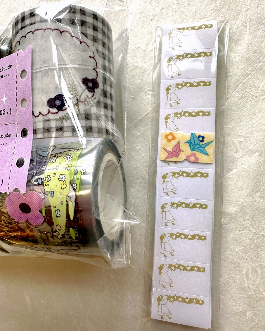 Yuxian - Vintage Japanese-Style label sticker rolls SAMPLES