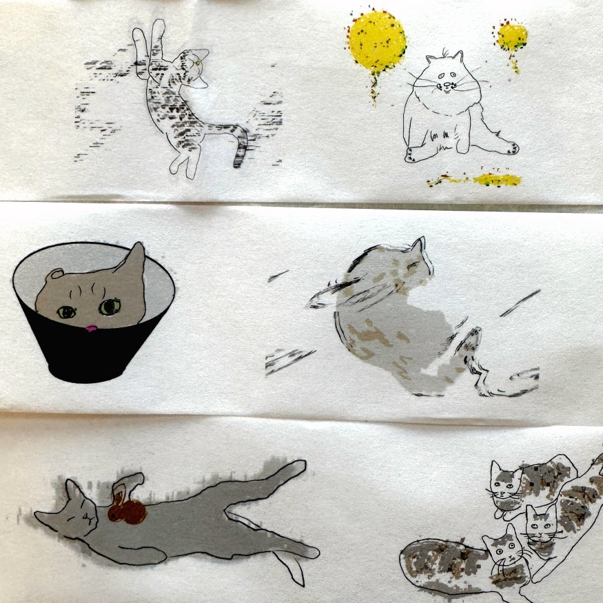 Zhihua - Glitch Cat washi tape SAMPLES