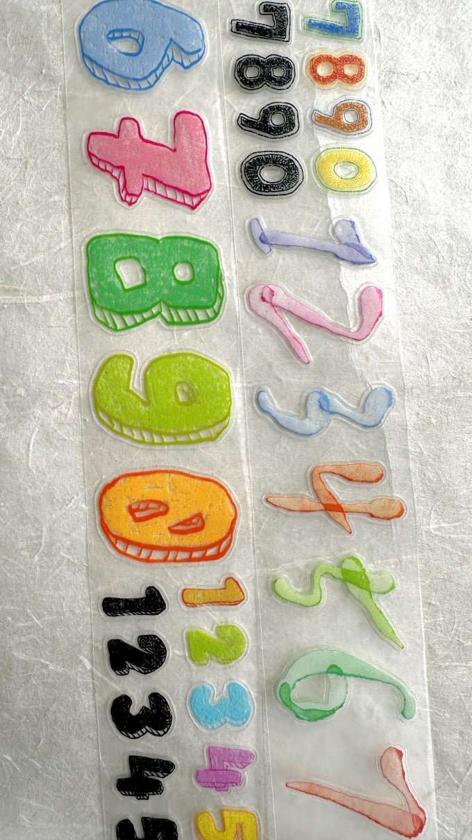 Zouzou - Graffiti Numbers kiss-cut PET & synthetic paper tape (4 cm x 218 cm) SAMPLES