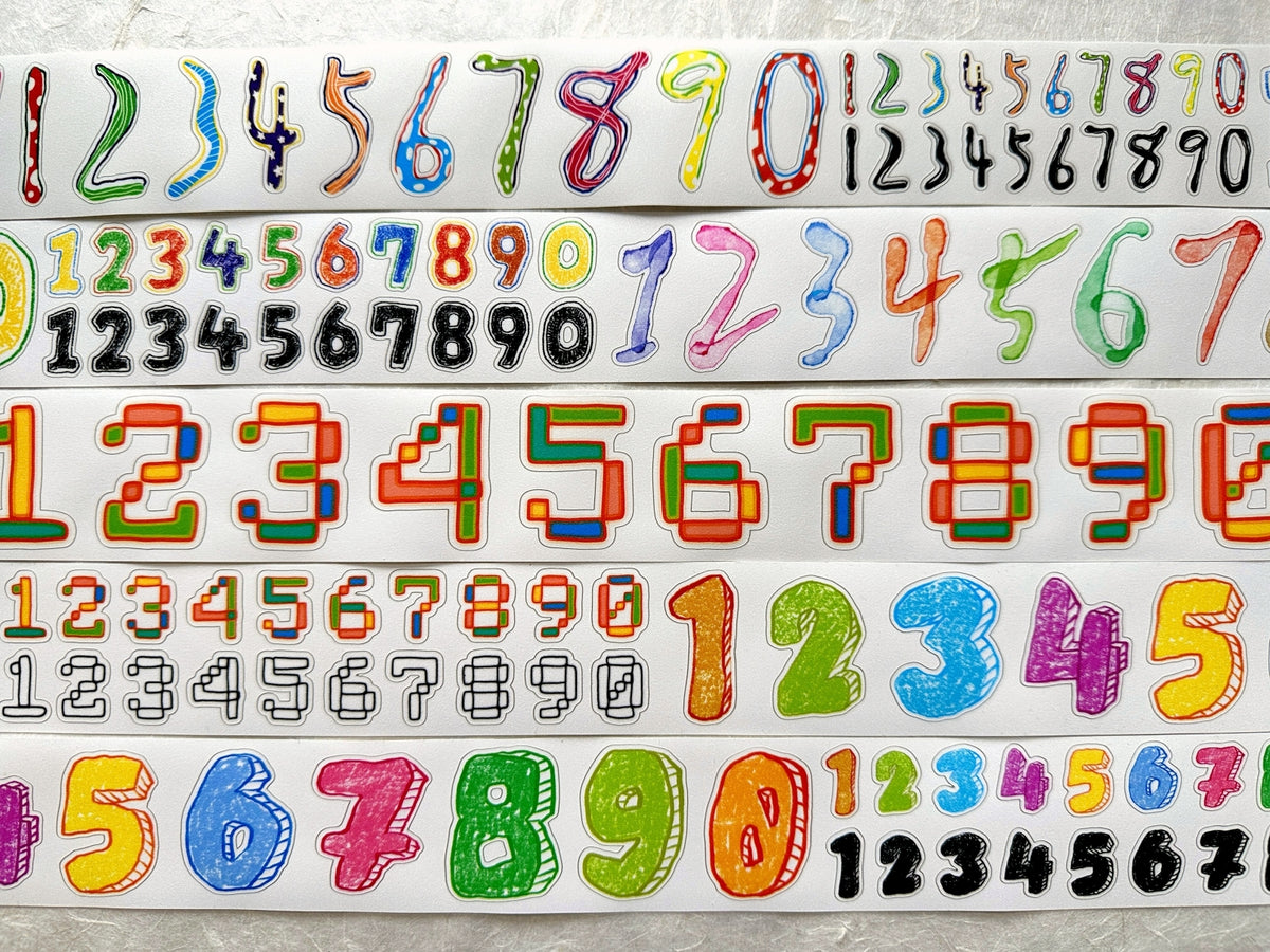 Zouzou - Graffiti Numbers kiss-cut PET & synthetic paper tape (4 cm x 218 cm) SAMPLES