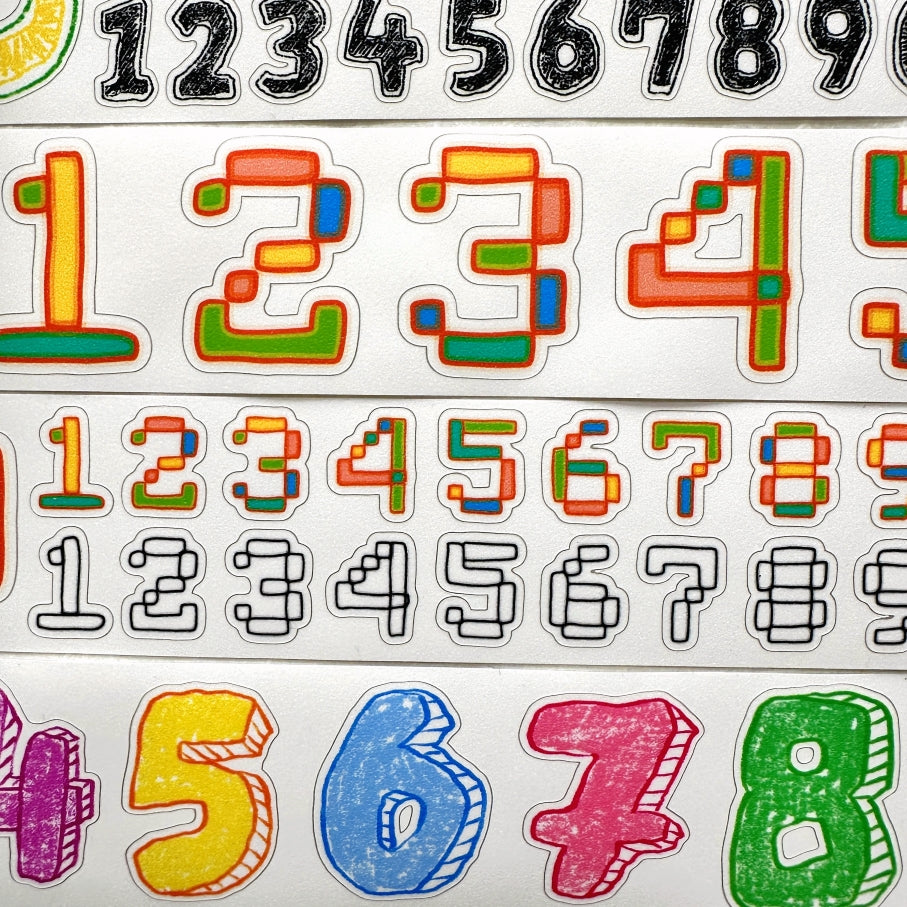 Zouzou - Graffiti Numbers kiss-cut PET & synthetic paper tape (4 cm x 218 cm) SAMPLES