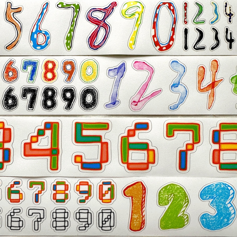 Zouzou - Graffiti Numbers kiss-cut PET & synthetic paper tape (4 cm x 218 cm) SAMPLES