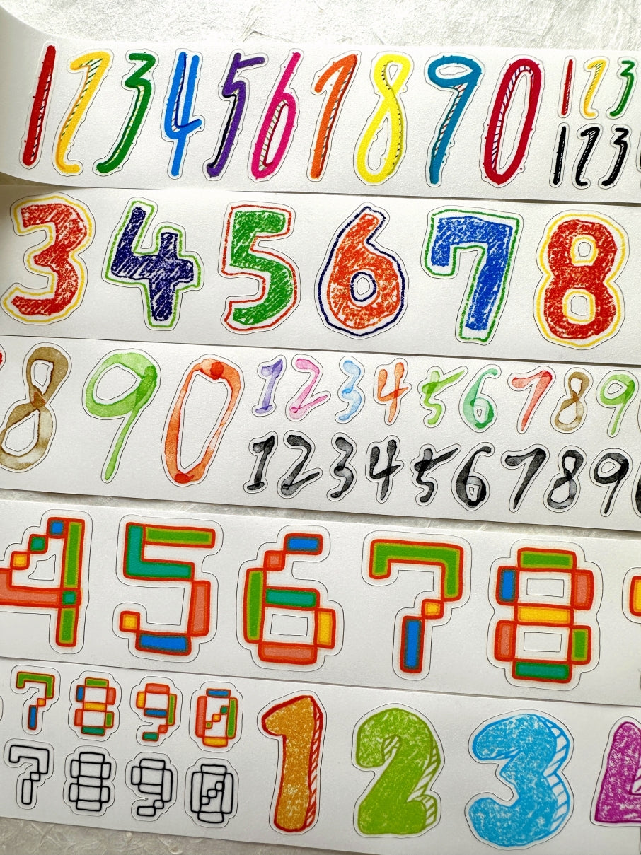 Zouzou - Graffiti Numbers kiss-cut PET & synthetic paper tape (4 cm x 218 cm) SAMPLES
