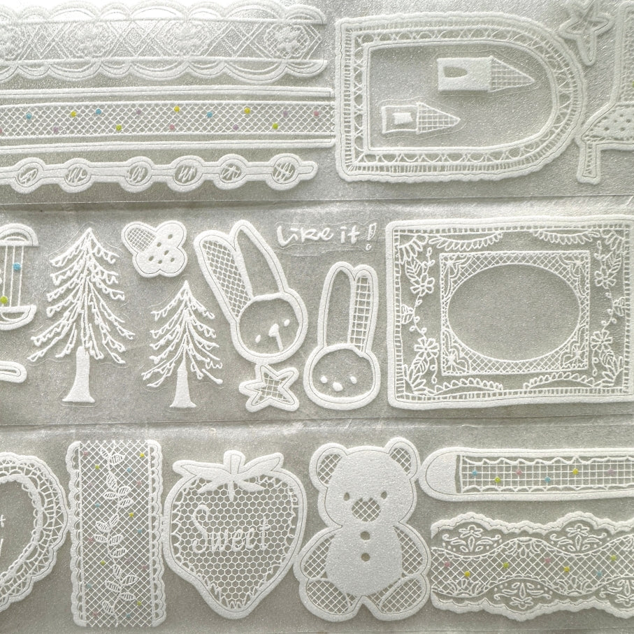 Molinta - Old Paris Lace kiss-cut glitter PET tape SAMPLES